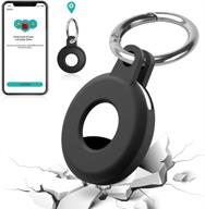 bloce case 2021: silicone protective cover for airtag key finder - black with keychain | tracker holder for car key & pet logo