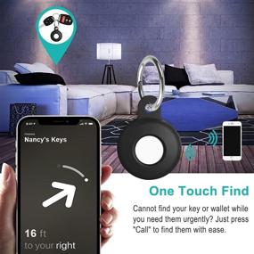 img 3 attached to BLOCE Case 2021: Silicone Protective Cover for AirTag Key Finder - Black with Keychain | Tracker Holder for Car Key & Pet