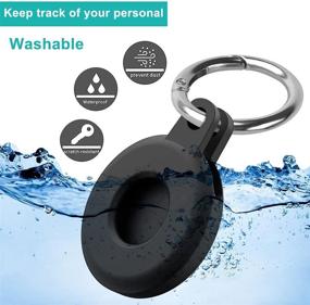 img 2 attached to BLOCE Case 2021: Silicone Protective Cover for AirTag Key Finder - Black with Keychain | Tracker Holder for Car Key & Pet