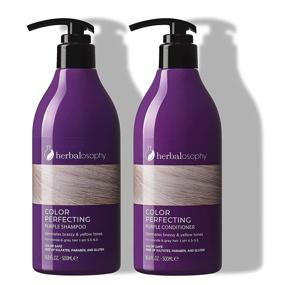 img 4 attached to 💜 16.9 Fl Oz Purple Toning Shampoo & Conditioner Set - For Blonde and Gray Hair, Removes Brassy & Yellow Tones, Infused with Nourishing Cocos Nucifera Oil, Sulfate-Free, Paraben-Free, Gluten-Free - Ideal for Men & Women