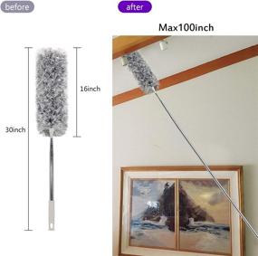 img 2 attached to 🧹 Telescoping Microfiber Duster with Bendable Head & Scratch-Resistant Hat - Ideal for Cleaning Ceiling Fan, Cobweb, High Ceiling, Furniture & Cars