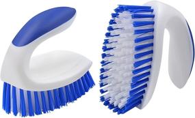 img 4 attached to Set of 2 Comfort Grip Scrub Brushes with Stiff Bristles for Heavy Duty Cleaning - Ideal for Bathtub, Tile, Sink, Carpet, Bathroom, Kitchen