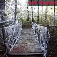 🕸️ spooky spider web decorations for halloween party - moon boat fake cobweb prop kit with 1000 sqft coverage and 120 spiders logo