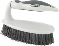 🧽 high-quality stiff bristle scrub brush with comfort grip handle - ideal for household cleaning, kitchen, bathroom, shower, sink, toilet, hot tub, and carpet (grey) logo