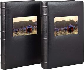 img 4 attached to Old Town Bonded Leather Photo Album, 2 Pack (3up, Black) - Preserve Your Memories in Style!