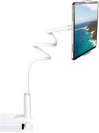 📱 flexible gooseneck tablet stand: 37-inch lazy arm mount for ipad pro air, iphone, galaxy – ideal for bed, office, desk, kitchen (white) logo