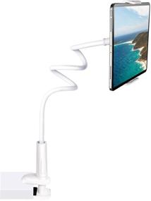 img 4 attached to 📱 Flexible Gooseneck Tablet Stand: 37-inch Lazy Arm Mount for iPad Pro Air, iPhone, Galaxy – Ideal for Bed, Office, Desk, Kitchen (White)