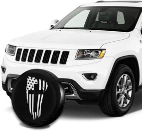 img 1 attached to American Flag Cross Spare Tire Cover Waterproof Dust-Proof UV Sun Wheel Tire Cover Fit For Jeep