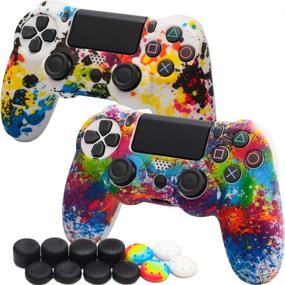 img 4 attached to 🎮 Enhance and Customize your PS4 Controller with [2 Pack] Colorful Silicone Skin Covers, including Pro Thumb Grips x 12!