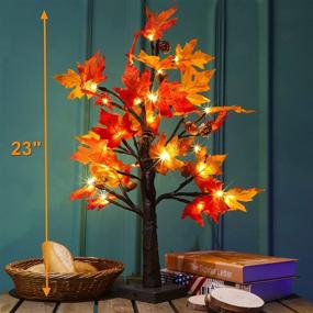 img 3 attached to 🍁 23 Inch Battery Operated Tabletop Maple Tree with Lighted Twinkle Star, Autumn Decor with 32 LED Lights, Maple Leaves, Pine Cones, and Acorn - Ideal for Indoor Home, Bedroom, Thanksgiving, Fall Decorations