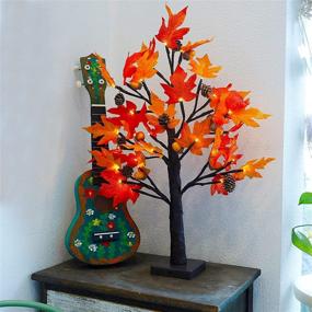 img 2 attached to 🍁 23 Inch Battery Operated Tabletop Maple Tree with Lighted Twinkle Star, Autumn Decor with 32 LED Lights, Maple Leaves, Pine Cones, and Acorn - Ideal for Indoor Home, Bedroom, Thanksgiving, Fall Decorations