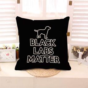 img 2 attached to 🐾 oFloral Black Labs Matter Throw Pillow Case - Decorative Square Accent Cushion Cover for Sofa and Couch - 18"x18