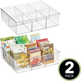 img 3 attached to 🗄️ mDesign Clear Plastic 6 Compartment Divided Drawer Organizer for Kitchen Storage - Ideal for Teas, Packets, Spices, Snacks, Food, Pantry Organization, Shelf - 2 Pack