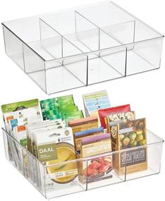 img 4 attached to 🗄️ mDesign Clear Plastic 6 Compartment Divided Drawer Organizer for Kitchen Storage - Ideal for Teas, Packets, Spices, Snacks, Food, Pantry Organization, Shelf - 2 Pack