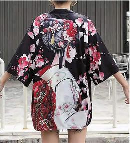 img 2 attached to LAI MENG FIVE CATS Women's Unisex Loose Fit Japanese Kimono Cardigan: Stylish Cover Up for Sizes S-XL