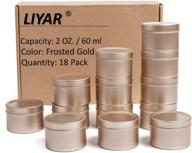 liyar 2oz aluminum jars with lids - ideal for candles, cosmetics, tea, balm & gels - round metal tins travel containers in frosted gold logo