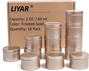 img 4 attached to LIYAR 2oz Aluminum Jars with Lids - Ideal for Candles, Cosmetics, Tea, Balm & Gels - Round Metal Tins Travel Containers in Frosted Gold