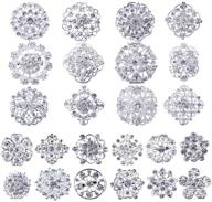 sparkle and elegance: meejoa lot 24pc clear rhinestone crystal flower brooches pins set - perfect for diy wedding bouquet & bridal accessories logo