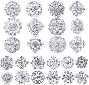 img 4 attached to Sparkle and Elegance: MEEJOA Lot 24pc Clear Rhinestone Crystal Flower Brooches Pins Set - Perfect for DIY Wedding Bouquet & Bridal Accessories