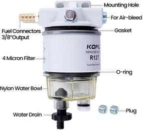 img 2 attached to 🔧 Комплект полного очистителя и сепаратора воды топливного фильтра R12T - морского SPIN-ON фильтра R12T, заменяющего S3240 120AT NPT ZG1/4-19 соответствующий 3/8 дюймовому NPT внешнему двигателю катера на дизельном топливе с четырьмя соединительными устройствами: высокопроизводительная система фильтрации для превосходной сепарации воды и оптимальной работы двигателя.