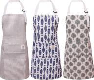 cook and bake with style: uratot 3-piece women's cotton linen apron with adjustable strap and 2 pockets logo