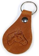 grain brown leather keychain horse logo
