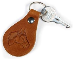img 1 attached to Grain Brown Leather Keychain Horse