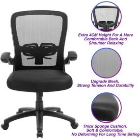 img 2 attached to Clearance Sale: Ergonomic Office Chair with Adjustable Height, Lumbar Support, High Back Mesh, Flip-up Armrests - 300lb Executive Desk Chair for Home Office Use