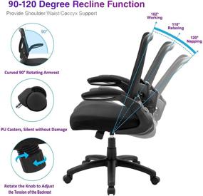 img 1 attached to Clearance Sale: Ergonomic Office Chair with Adjustable Height, Lumbar Support, High Back Mesh, Flip-up Armrests - 300lb Executive Desk Chair for Home Office Use