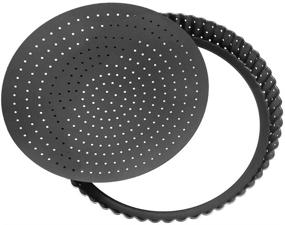 img 4 attached to 🍕 Non-Stick Aluminum Pizza Pan with Holes, Premium Round Pizza Bakeware Baking Tray - Heavy Duty Carbon Steel Pizzas Serving Circle Pan, 9 inch (Black)