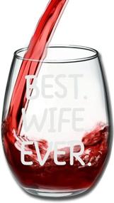 img 3 attached to Best Wife Ever Wine Glass 15oz: Unique Romantic Gift Idea for Her, Ideal for Wife, Aunt, Grandma - From Son, Daughter, Husband, or Kids - Perfect Wedding Anniversary or Valentines Gifts for Women - Evening Mug