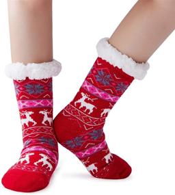 img 4 attached to 🎄 Рождественская грипосодержащая гольфы и колготки "Christmas Slipper Grippers" для девочек