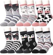 doskoni kids boys girls thick wool winter warm cute cartoon animal thermal crew socks 6 pack - children's socks logo