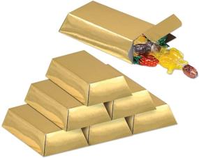 img 3 attached to 💰 Shiny Gold Bar Paper Favor Treat Boxes: Perfect for Pirate, Western, and Casino Party Decorations