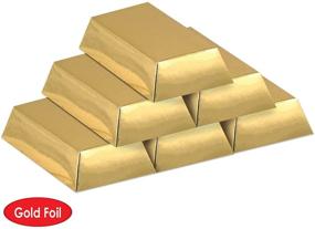 img 1 attached to 💰 Shiny Gold Bar Paper Favor Treat Boxes: Perfect for Pirate, Western, and Casino Party Decorations