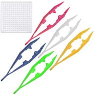 🧵 craft tweezers and fuse beads board set: 5 pcs plastic beading tweezers with 5mm fuse beads board (assorted colors) logo