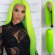 🎃 aubree upgrade fluorescent green wigs: heat resistant long straight hair synthetic lace front wigs with baby hair – perfect for halloween party, cosplay & more! (24 inches) logo