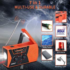 img 2 attached to 🔋 Jomst 4000mAh Hand Crank Emergency Radio: Portable NOAA/AM/FM Solar Weather Radio with 7-in-1 Features, SOS Alarm, Reading Lamp, LED Flashlight, and USB Power Bank Charger