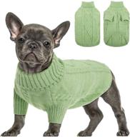 🐶 queenmore small dog pullover sweater, cold weather cable knitwear, turtleneck thick warm clothes for chihuahua, bulldog, dachshund, pug, yorkie логотип