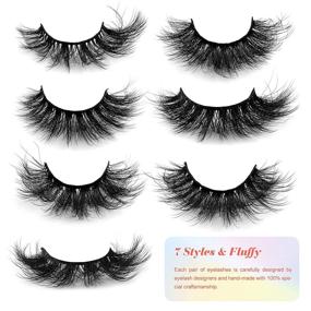 img 3 attached to 🔥 Mink Eyelashes Fluffy Dramatic False Lashes Pack: Wispy Thick 3D Fake Lashes