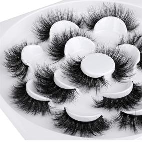 img 1 attached to 🔥 Mink Eyelashes Fluffy Dramatic False Lashes Pack: Wispy Thick 3D Fake Lashes