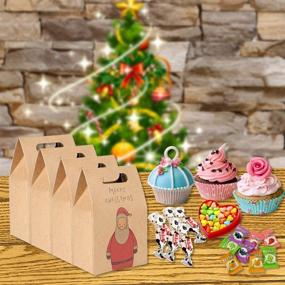 img 1 attached to 🎁 Коробки для рождественских печенья и конфет (12 штук), коричневая бумага для подарочных коробок на Рождество с рождественскими пакетами для маленьких игрушек, товаров для вечеринок, украшений.