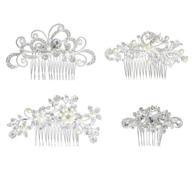 💎 enhance your bridal hairdo with a pack of 4 silver crystal rhinestones pearl wedding hair combs logo