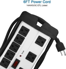 img 1 attached to High Performance Heavy Duty Power Strip Surge Protector - 8 Outlet Workshop Power Strip with 1200 Joules Surge, 6FT Extension Cord and Wide Spaced Outlets