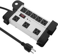 high performance heavy duty power strip surge protector - 8 outlet workshop power strip with 1200 joules surge, 6ft extension cord and wide spaced outlets logo