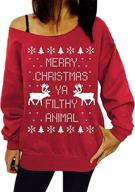 🎄 taiduosheng women's off shoulder ugly christmas sweater: festive reindeer xmas print tops, pullovers, and blouse in plus sizes m-3xl логотип