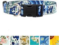 🐾 usa-made buttonsmith hokusai waves dog collar - fade-proof permanently bonded printing, military-grade rustproof buckle - available in 6 sizes logo