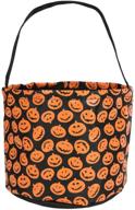 🎃 e-firstfeeling halloween candy bags: spooky trick or treat bags for kids - perfect candy gift basket tote (black/pumpkin) logo