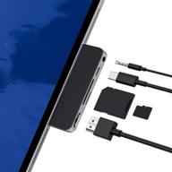 🔌 enhance your ipad pro experience with the ipad pro adapter: usb c hub dongle for ipad pro 2020-2018 and ipad air, featuring 4k hdmi, usb-c pd, 3.5mm audio jack, sd/micro card reader - macbook pro air compatible (space grey) logo