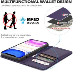 img 2 attached to 🔮 Premium Dark Purple SHIELDON Genuine Leather iPhone 11 Pro Wallet Case: Auto Sleep/Wake, Kickstand, Card Slot, Magnetic Closure, TPU Shockproof Cover - 5.8 Inch Compatible